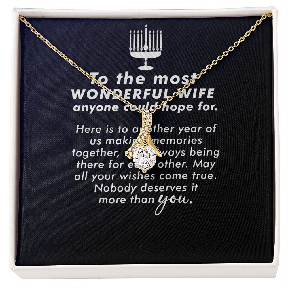 To My Wife More Than I Could Hope for Ribbon Necklace Gold Tone Standard Box